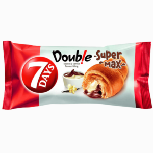 7DAYS Double Max Croissant 110g – fylt med kremet kakao og vanilje for en rik smak
