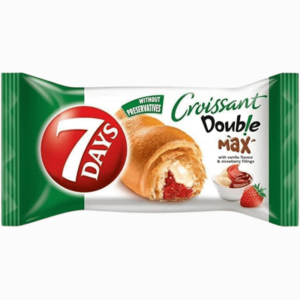 7DAYS Super Max Croissant 110g – fylt med jordbær- og vaniljekrem, perfekt som søt snack
