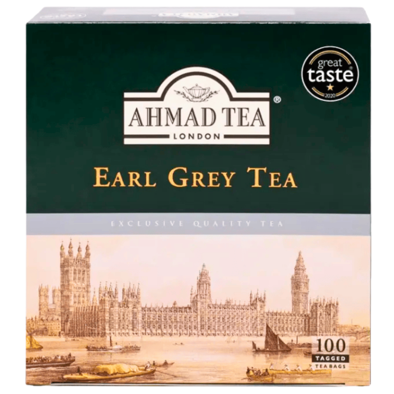 Ahmad Tea Earl Grey svart te 100 poser – individuelt pakket med bergamottaroma