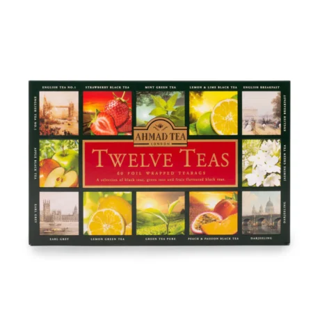 AHMAD Twelve Teas 60 teposer – utvalg av 12 smaker svart, grønn og fruktte