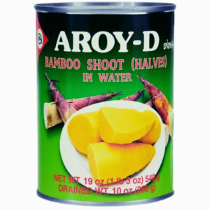 Aroy-D halverte bambusskudd i vann 540g – ferske og møre bambusskudd