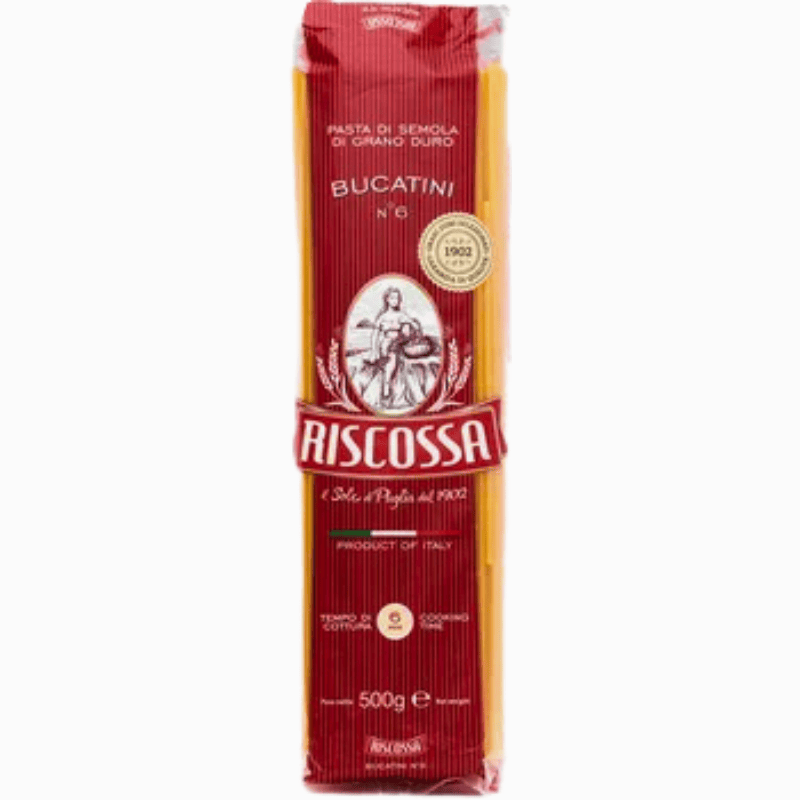 Riscossa Bucatini 6 – 500g tradisjonell italiensk pasta med hul sylinderform