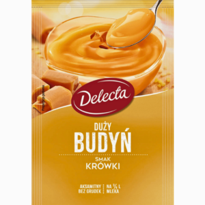 Delecta pudding med kremet smak av krowki (fudgesmak) 64g – søt og klassisk