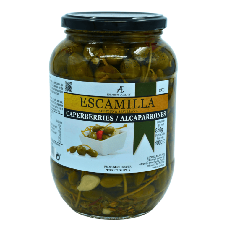 Escamilla kapers med stilk 830g – kapers med stilk i eddiklake
