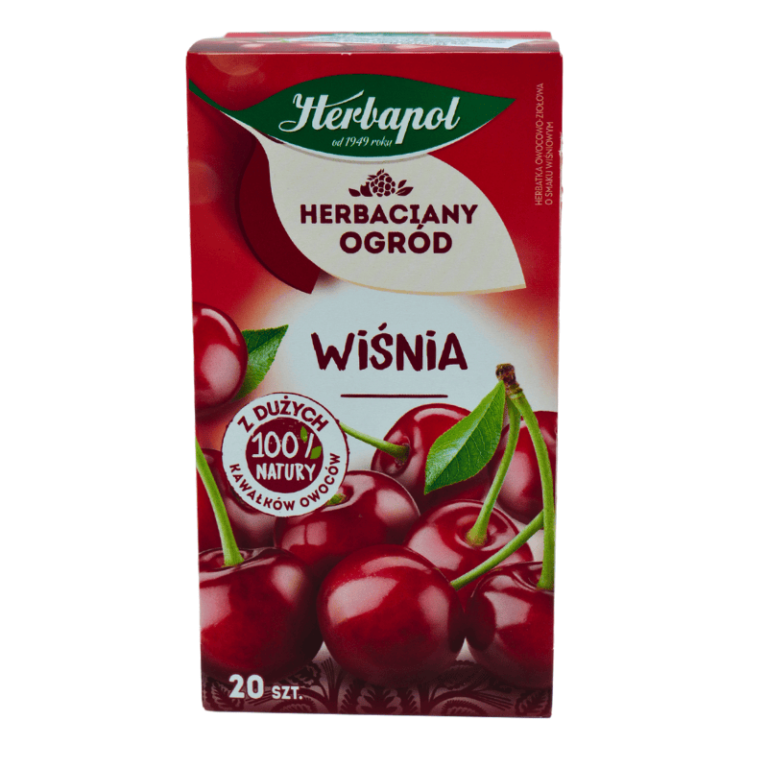 Herbapol cherry tea 20 bags – fruity caffeine-free tea with sweet cherry flavor
