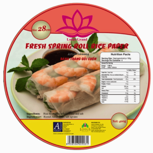 Lotus rispapir 28 cm – ekstra store ark til ferske vårruller og vietnamesiske retter