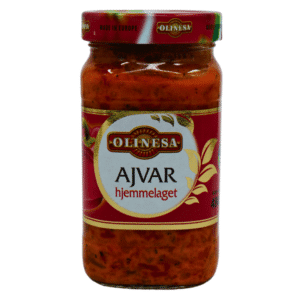 Hjemmelaget Ajvar fra Olinesa – 480 g glass med grillet paprika