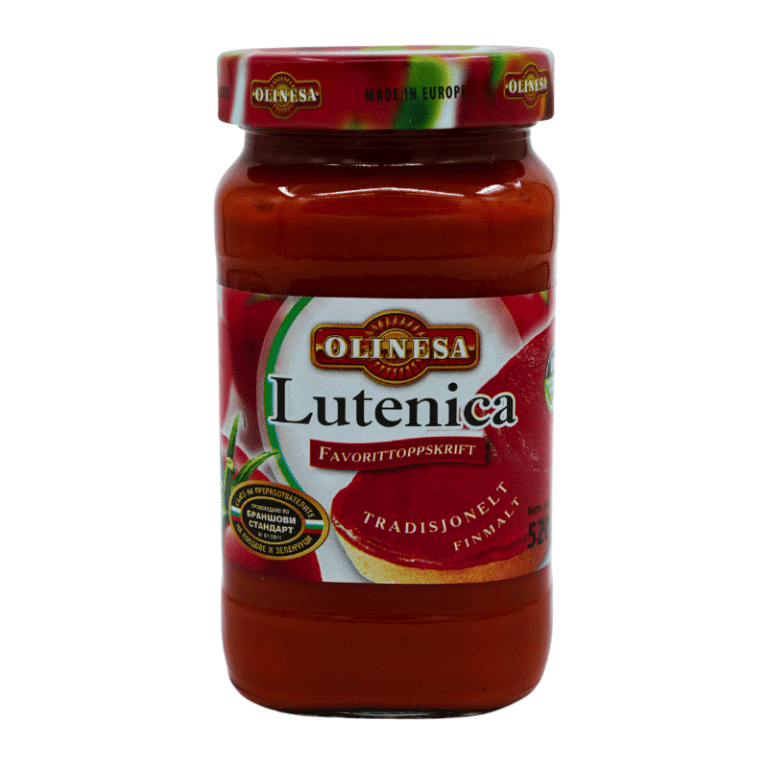 Tradisjonell Lutenica fra Olinesa – 520 g glass med paprika og tomat