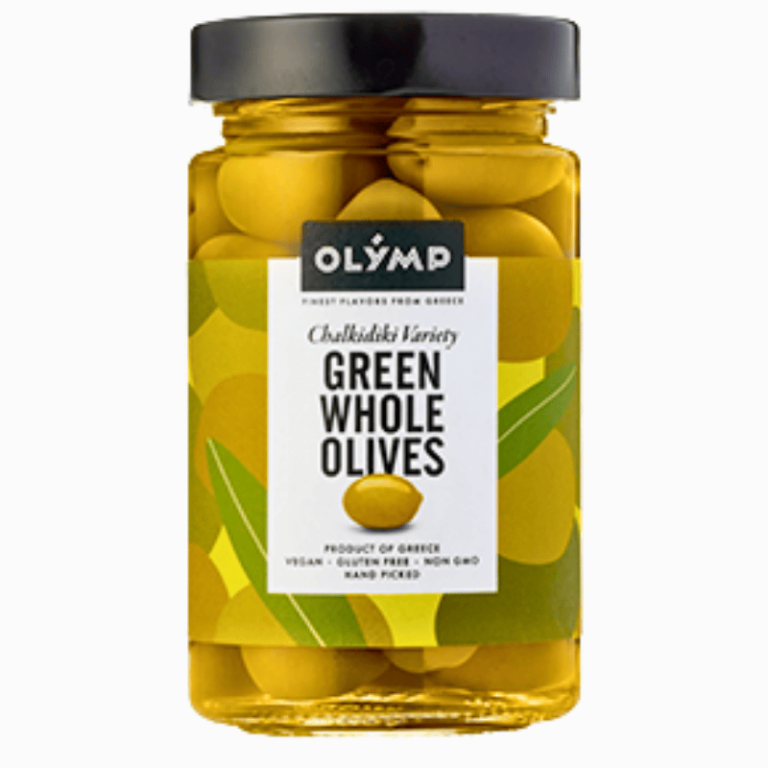 Olymp grønne oliven med stein 500 g – autentisk smak fra Middelhavet
