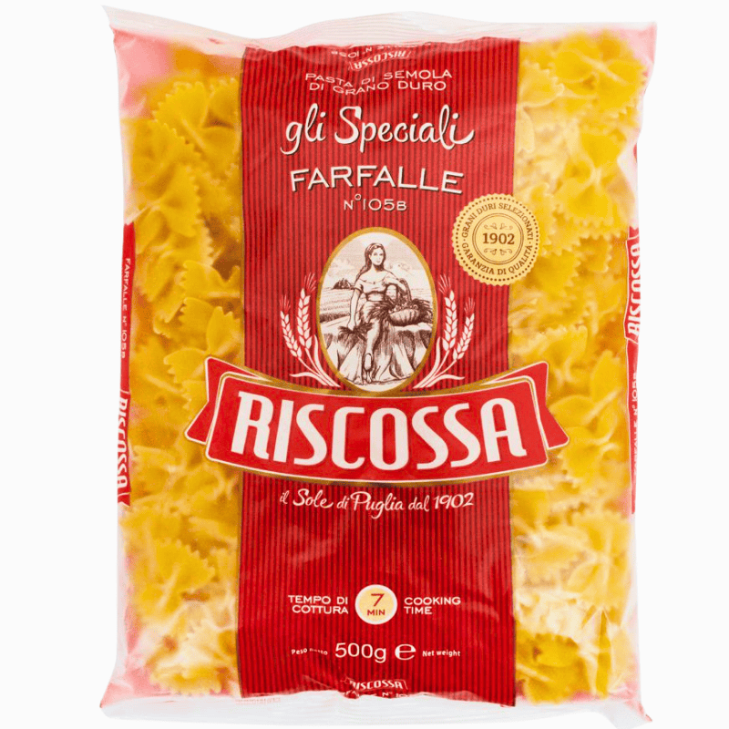 Riscossa Farfalle pasta 500g – klassisk pastatype formet som små sløyfer