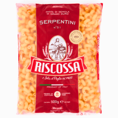 Riscossa Serpentini pasta 500g – vridd pasta med italiensk smak