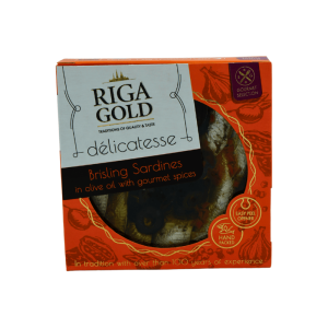 Sardiner Riga Gold i olje med krydder 120g – Krydret sardiner i smakfull olje