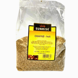 Sunrise Hvite Chiafrø 500g – rike på omega-3, fiber og proteiner