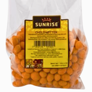 Sunrise Chilinøtter 500g – sprø peanøtter med krydret chilismak