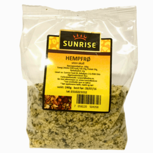 Sunrise Hempfrø uten skall 240g – næringsrike og proteinrike frø perfekte for salater og smoothies