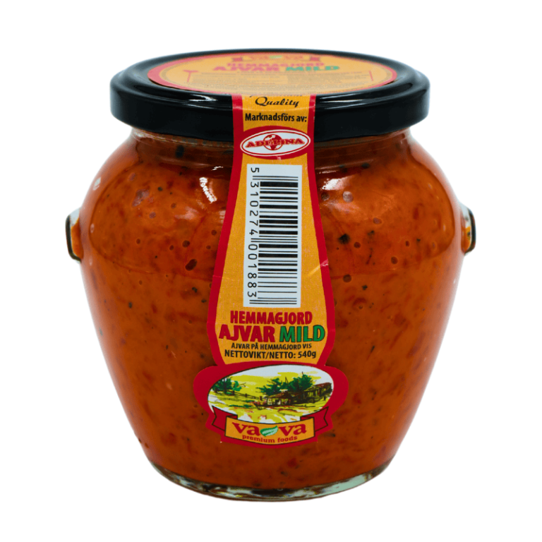 Vava ajvar mild 540 g – mild grønnsakssaus med grillet paprika og aubergine