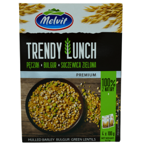 Melvit trendy lunch 4x100g – bulgur, barley, and lentils in portion bags, high in fiber and protein