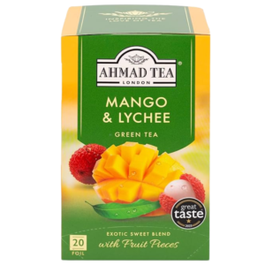 Ahmad Mango & Lychee grønn te – 20 teposer med tropisk smak