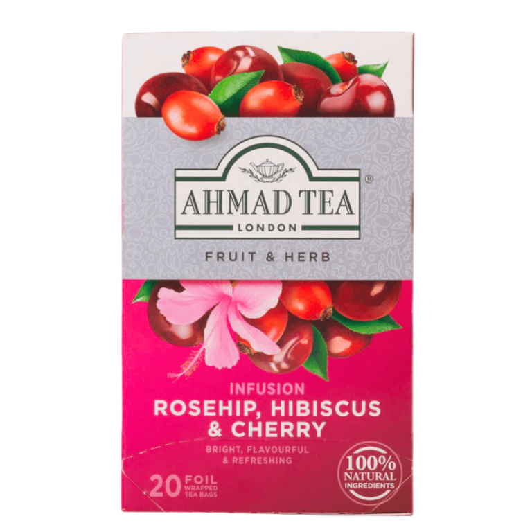 Ahmad Rosehip & Cherry te – 20 fruktige teposer med nype og kirsebærsmak