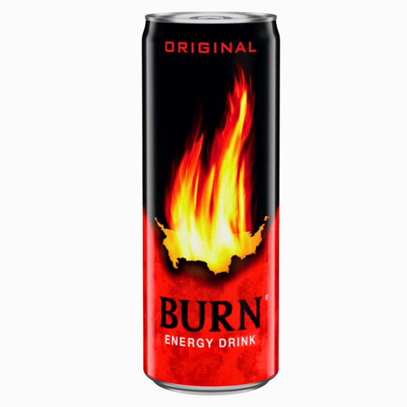Burn Original energidrikk 250 ml – klassisk energiboost med koffein og taurin