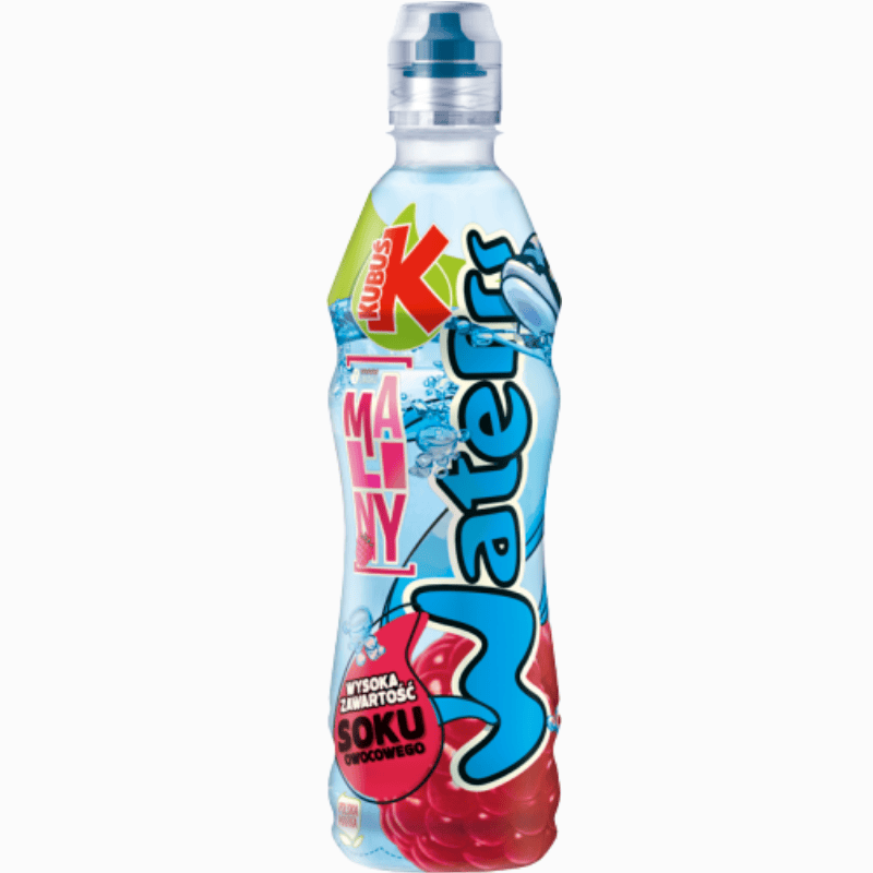 Drikkeflaske med naturlig bringebærsmak – Kubus vann 500 ml