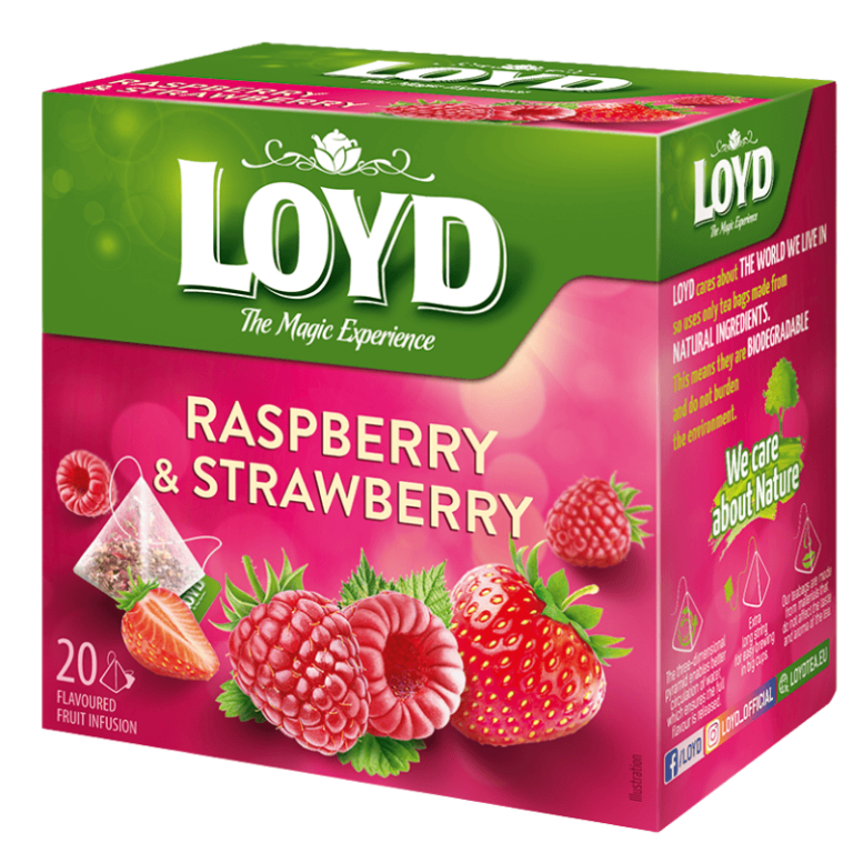 Loyd Raspberry and Strawberry 40g – Fruktig te med smak av bringebær og jordbær for en søt og frisk opplevelse