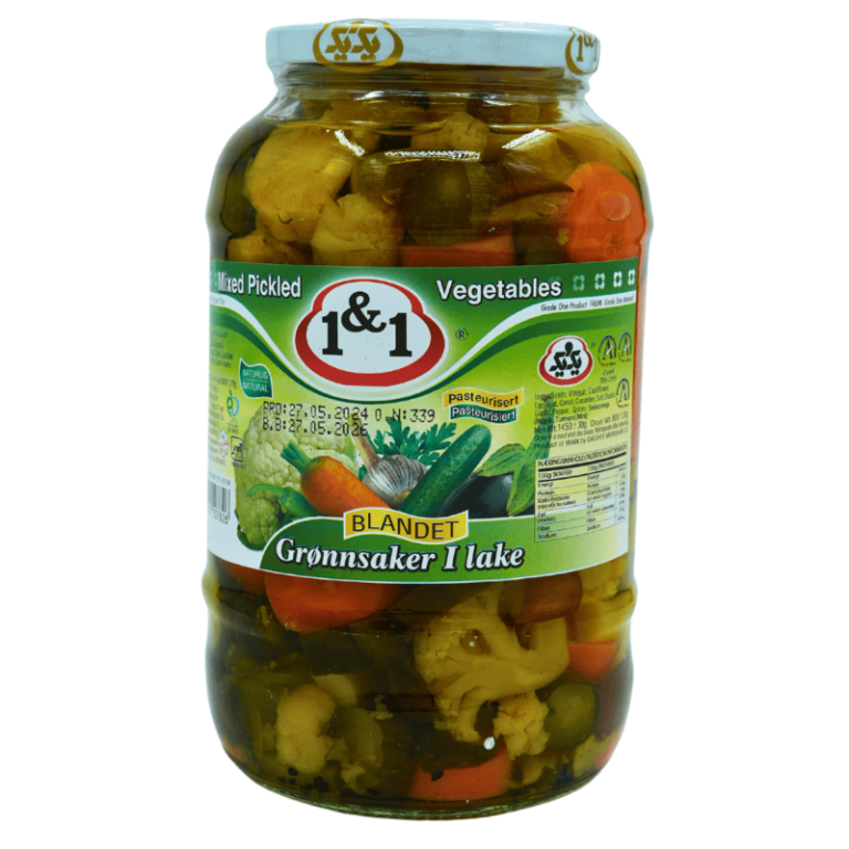 1&1 syltede blandede grønnsaker 1450g – tradisjonelt grønnsaksmiks i lake