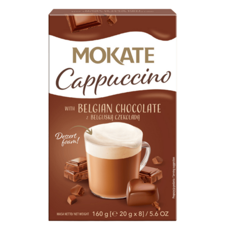 Mokate cappuccino med belgisk sjokolade 8x20g – fyldig og smakfull kaffedrikk