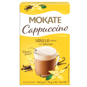 Mokate cappuccino med vaniljesmak – 8 poser à 20g