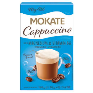 Mokate Cappuccino with Magnesium 8x20g – Kremet cappuccino med magnesium for ekstra helsefordeler