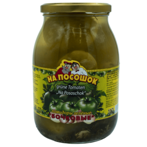 Syltede grønne tomater 850g – Smakfulle og sprø grønne tomater i lake