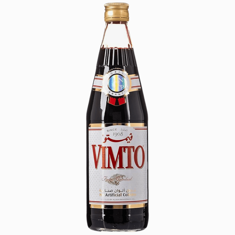Glassflaske med VIMTO konsentrert fruktdrikk, 710 ml