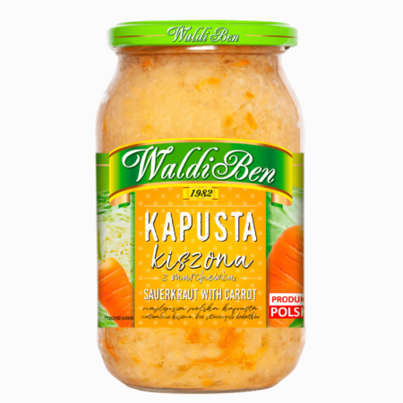 Waldiben surkål med gulrot 830 g – tradisjonelt fermentert kål med gulrøtter