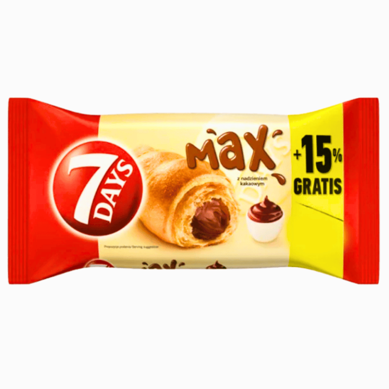 7DAYS Super Max Croissant 110g – fylt med rik kakaokrem, perfekt til snack eller pause