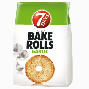 7Days Bake Rolls Garlic 150g – sprø ovnsbakte skiver med hvitløkssmak