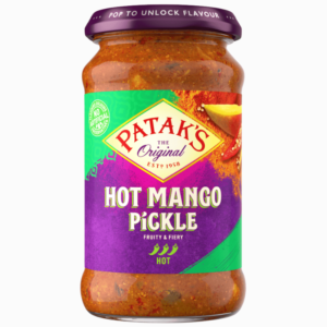 Sterk mango pickle fra Patak's – tradisjonell indisk smak, 283g