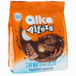 Alka Alfers sjokoladekjeks med kokos 180g – sprø vafler med rik smak