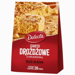 Delecta gjærkake mix 600g – tradisjonell polsk søt bakemiks for luftige kaker