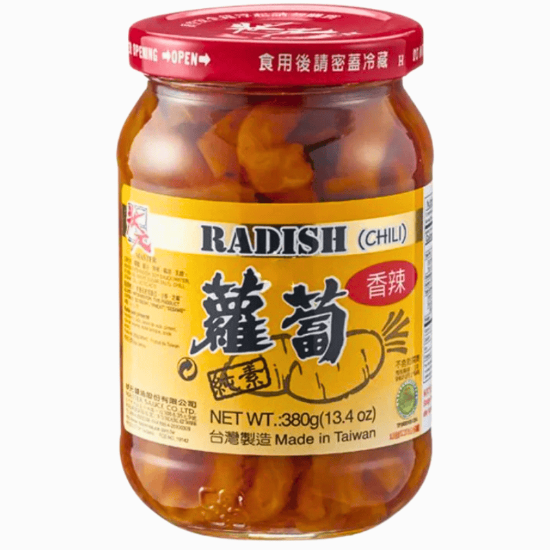 Syltet reddik med chili 380g – sprø, krydret smak til asiatiske retter og ris