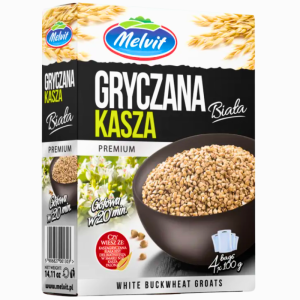 Melvit Kasza Gryczana 4x100g – ristet hvit bokhvete i porsjonsposer, klar til koking