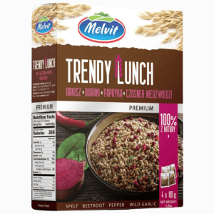 Melvit Trendy Lunch Spelt, Rødbeter og Paprika 4x80g – smakfull og sunn hurtiglunsj i porsjonsposer