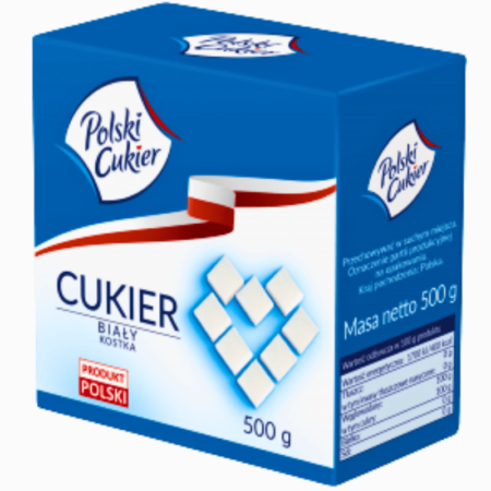 Polski Cukier sukkerbiter 500g – hvite sukkerbiter fra Polen