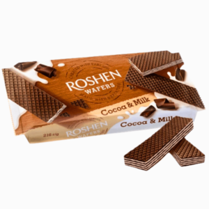 Roshen Vafler med kakaomelkfyll 216g – søte og sprø vafler fra Ukraina med fyldig krem