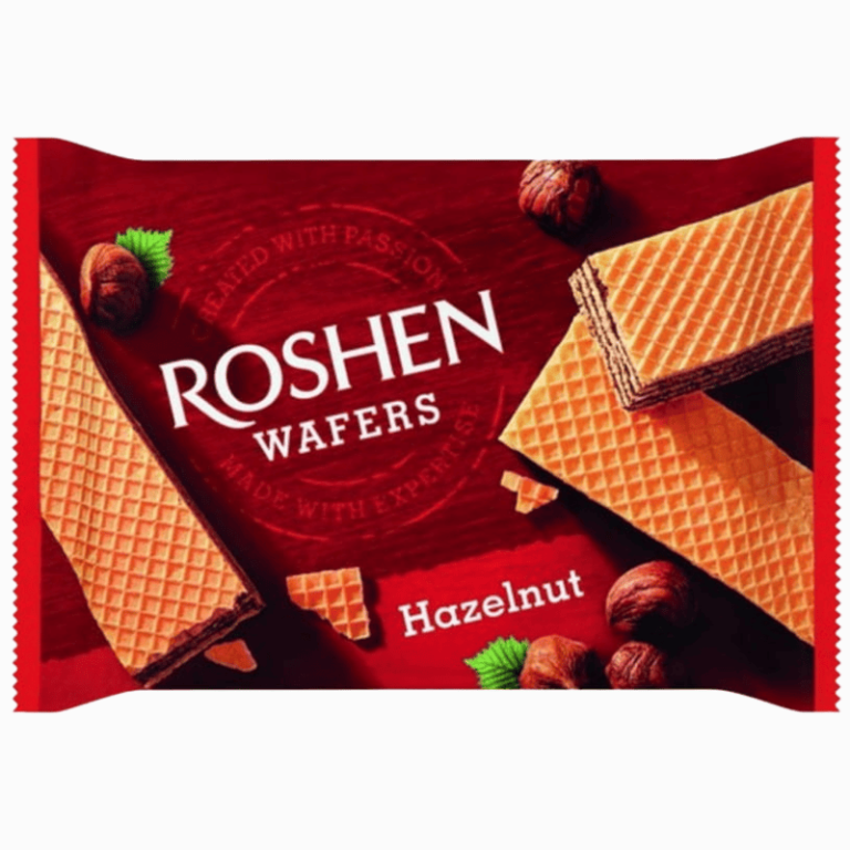 Roshen vafler med nøttefyll 72g – sprø lag med rik og kremet nøttesmak