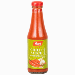Yeo's Chillisaus med hvitløk 300ml – sterk chilisaus med rik hvitløksmak