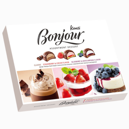 KONT MIX sjokoladekonfekt 348g – praliner med smak av cappuccino, blåbær & mascarpone og jordbærkrem