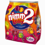 nimm2 Lollipops med fruktsmak og vitaminer 80g – søte klubber med fruktige smaker og tilsatt vitaminer
