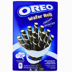 Oreo Vanilla Wafer Roll 54g – sprø vaffelruller fylt med kremet vaniljefyll