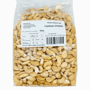 Pluto Cashew Naturell 900g – usaltede og naturlige cashewnøtter