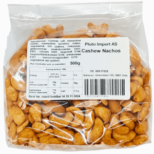 Pluto cashewnøtter ristede usaltede 500g – sprø og smakfulle nøtter uten tilsatt salt